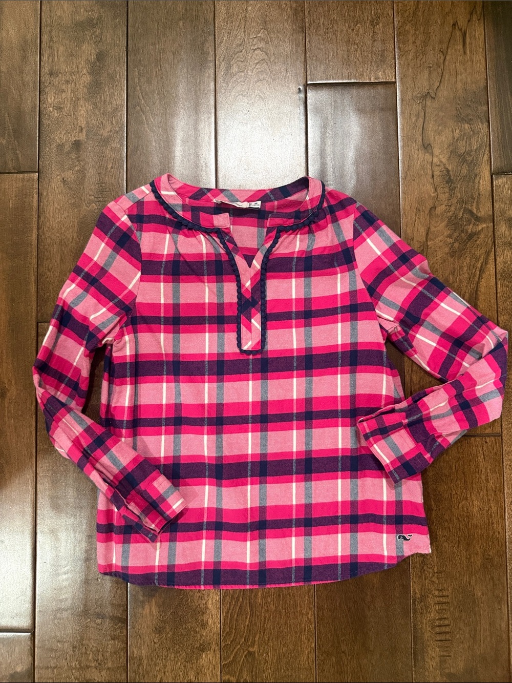 Vineyard Vines Pink and Navy Plaid Button-Up Shirt